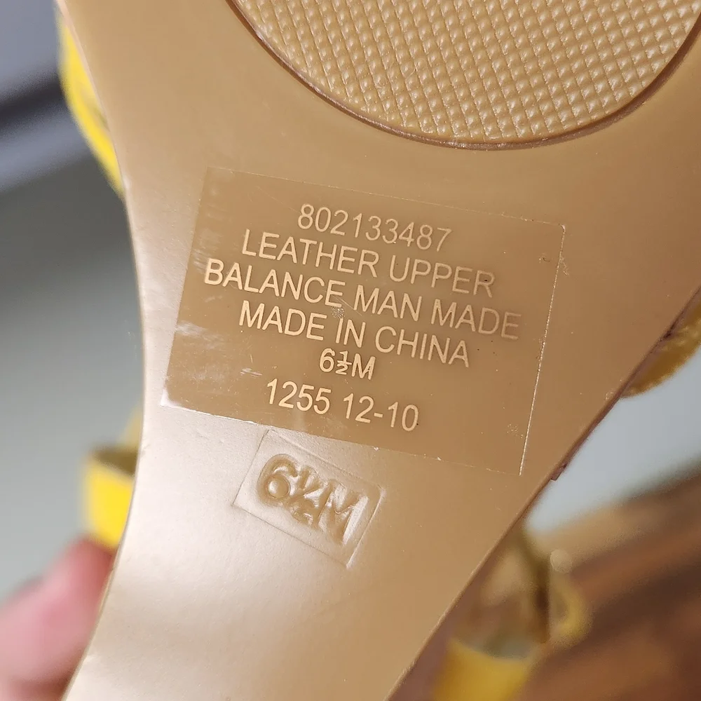 Ralph Lauren Yellow Strappy Wedge Sandals - Picture 8 of 9